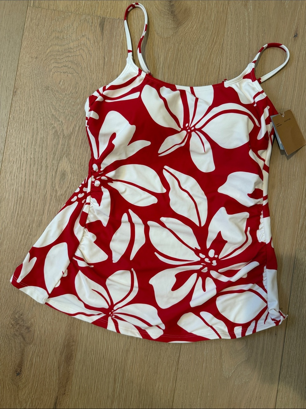 NWT Shade & Shore Red & White Floral Adjustable Strap Women’s swimTankini size m